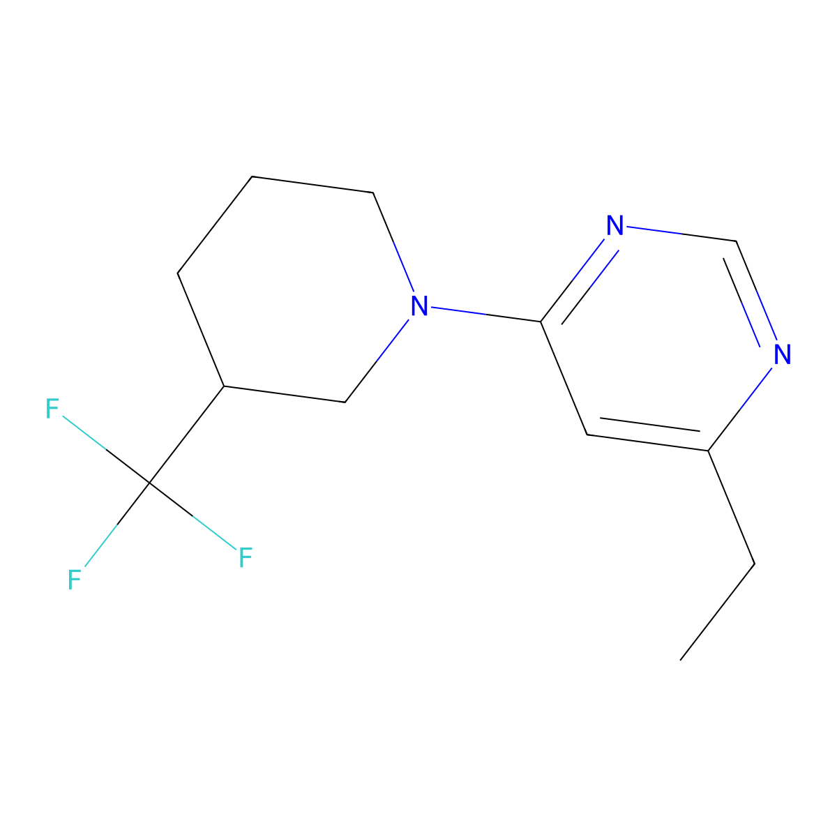 4-Ethyl-6-[3-(trifluoromethyl)piperidin-1-yl]pyrimidine molecular structure, CAS 3054572-21-0