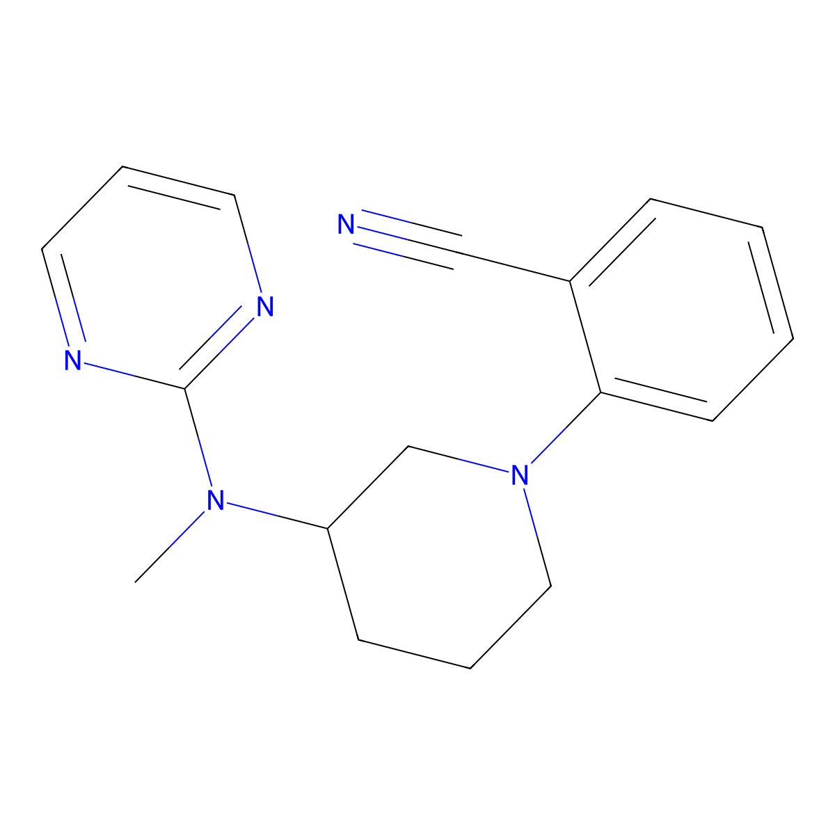 2-{3-[Methyl(pyrimidin-2-yl)amino]piperidin-1-yl}benzonitrile molecular structure, CAS 3054572-23-2