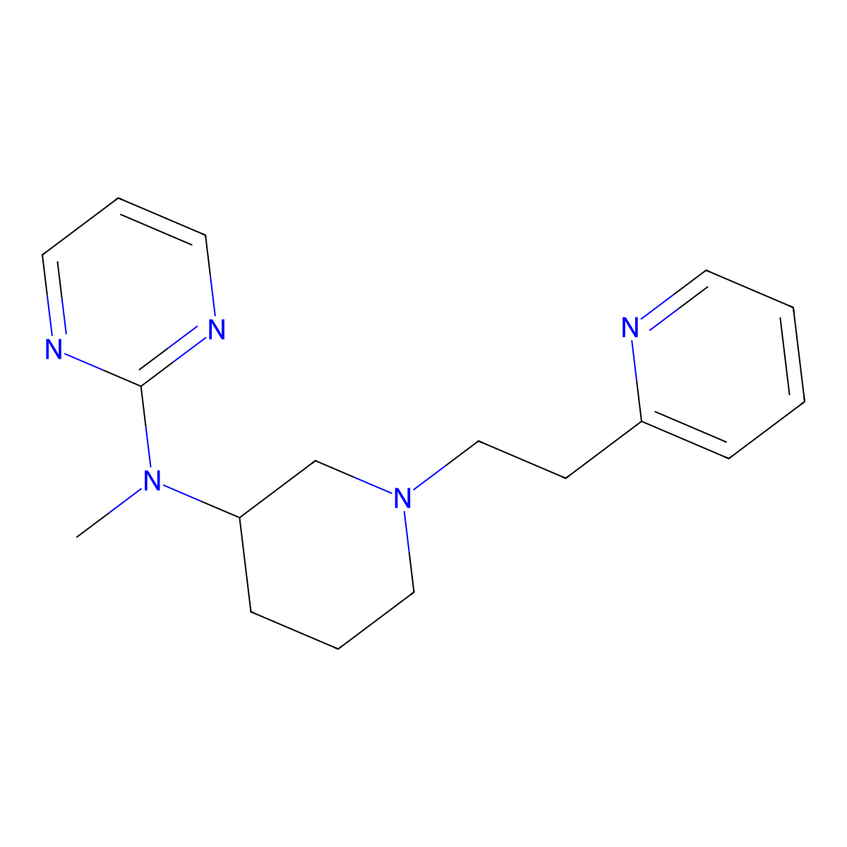 N-methyl-N-{1-[2-(pyridin-2-yl)ethyl]piperidin-3-yl}pyrimidin-2-amine molecular structure, CAS 3054572-27-6