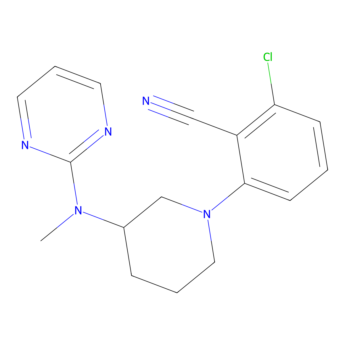 2-Chloro-6-{3-[methyl(pyrimidin-2-yl)amino]piperidin-1-yl}benzonitrile molecular structure, CAS 3054572-28-7
