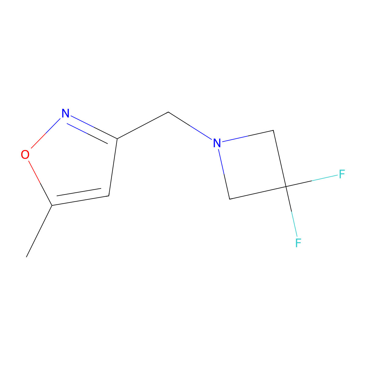3-[(3,3-Difluoroazetidin-1-yl)methyl]-5-methyl-1,2-oxazole molecular structure, CAS 3054572-33-4