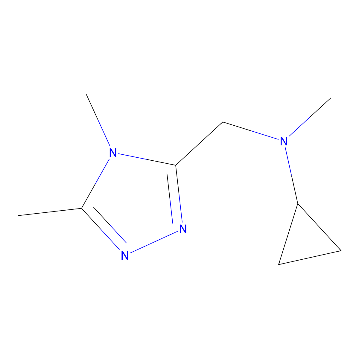 N-[(4,5-dimethyl-4H-1,2,4-triazol-3-yl)methyl]-N-methylcyclopropanamine molecular structure, CAS 3054572-38-9