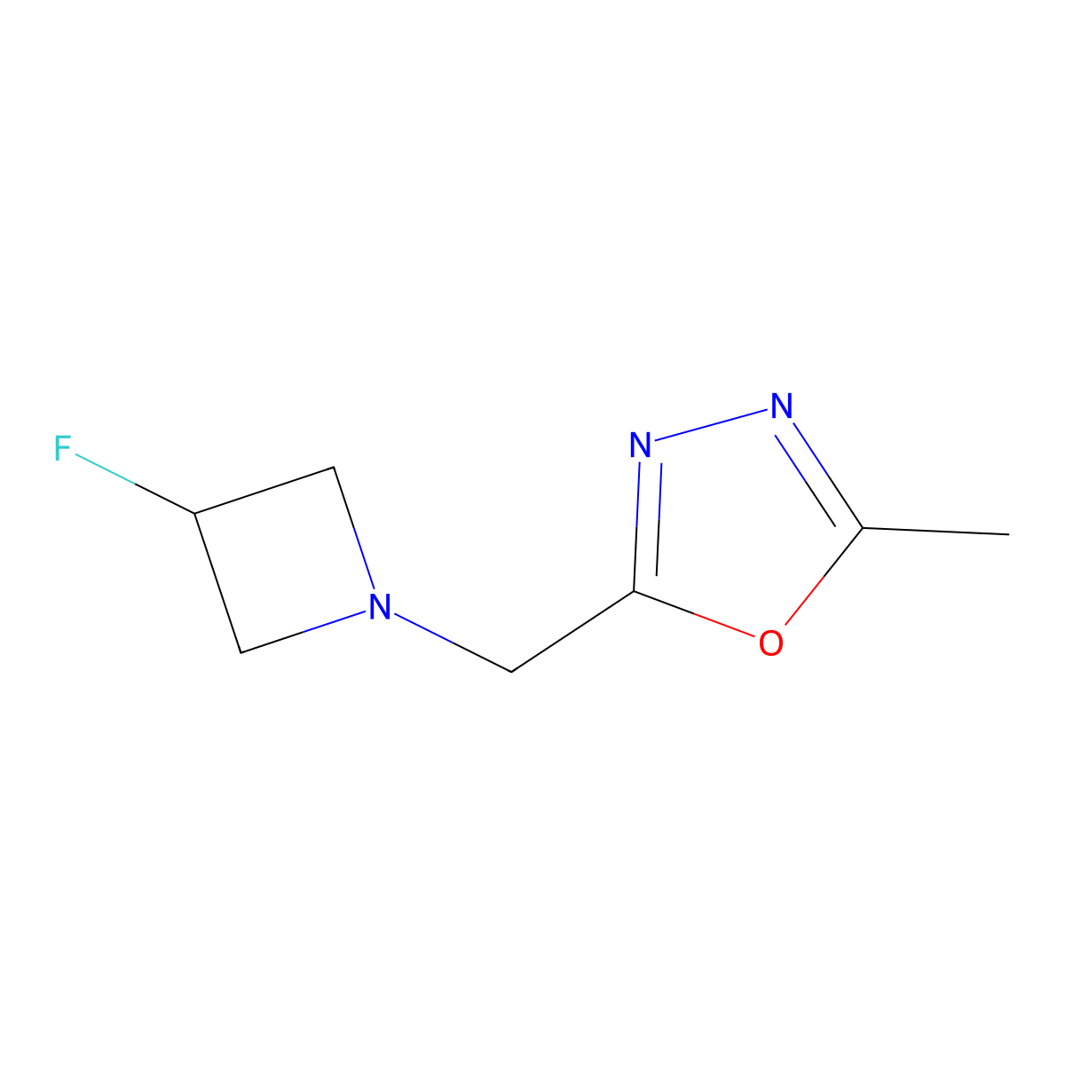 2-[(3-Fluoroazetidin-1-yl)methyl]-5-methyl-1,3,4-oxadiazole molecular structure, CAS 3054572-39-0