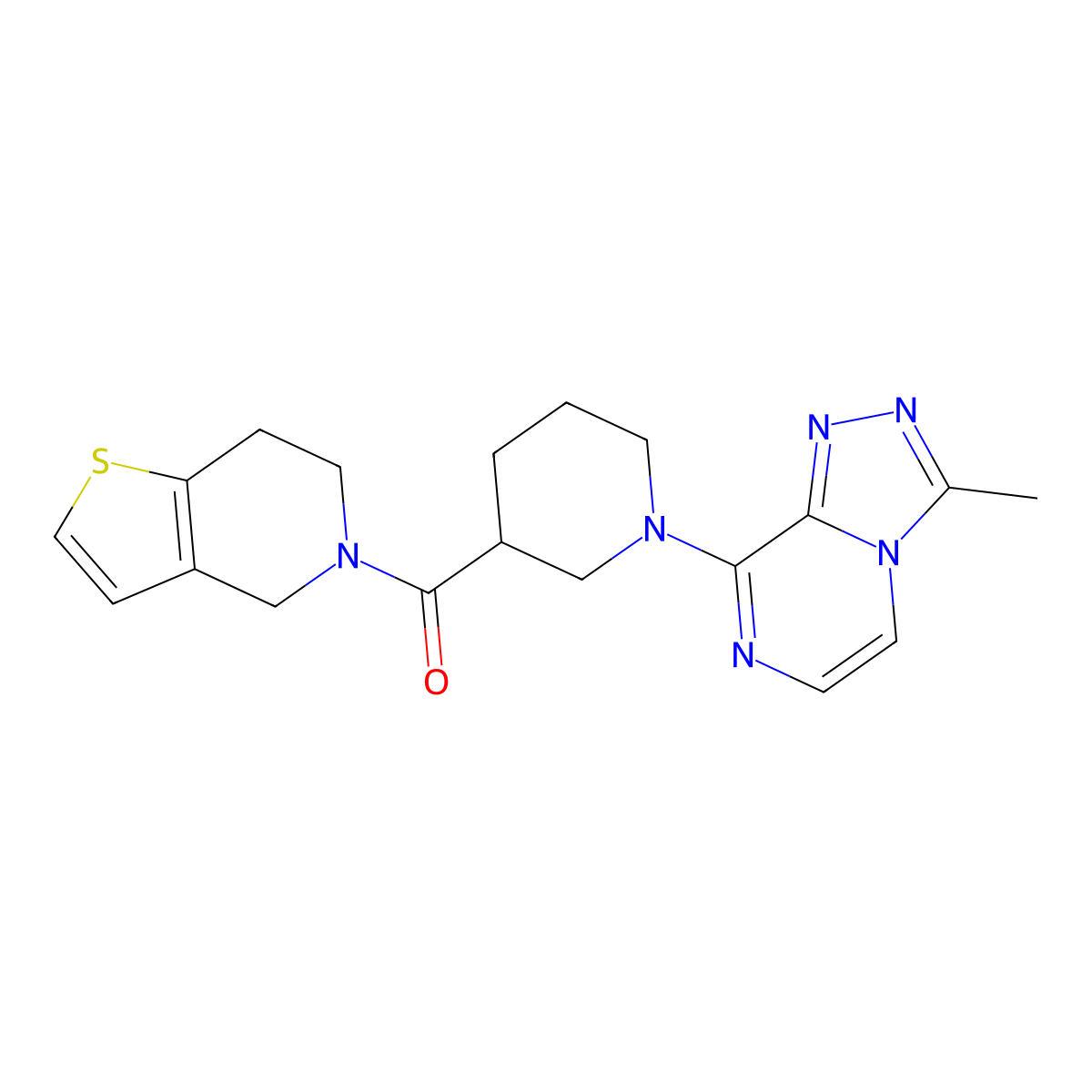 1-{3-methyl-[1,2,4]triazolo[4,3-a]pyrazin-8-yl}-3-{4H,5H,6H,7H-thieno[3,2-c]pyridine-5-carbonyl}piperidine molecular structure, CAS 3054572-42-5