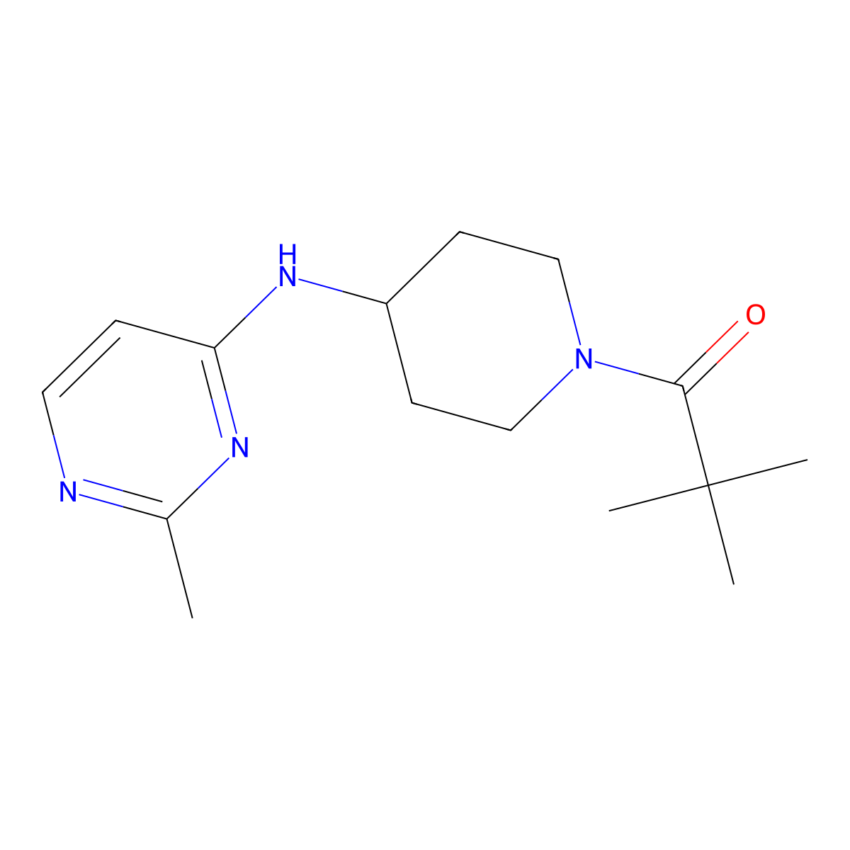 2,2-Dimethyl-1-{4-[(2-methylpyrimidin-4-yl)amino]piperidin-1-yl}propan-1-one molecular structure, CAS 3054572-48-1