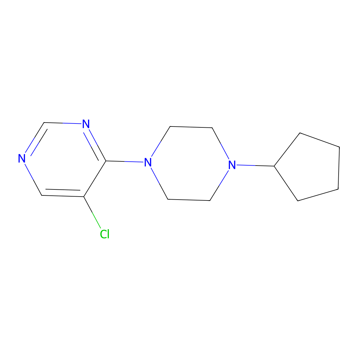 5-Chloro-4-(4-cyclopentylpiperazin-1-yl)pyrimidine molecular structure, CAS 3054572-49-2