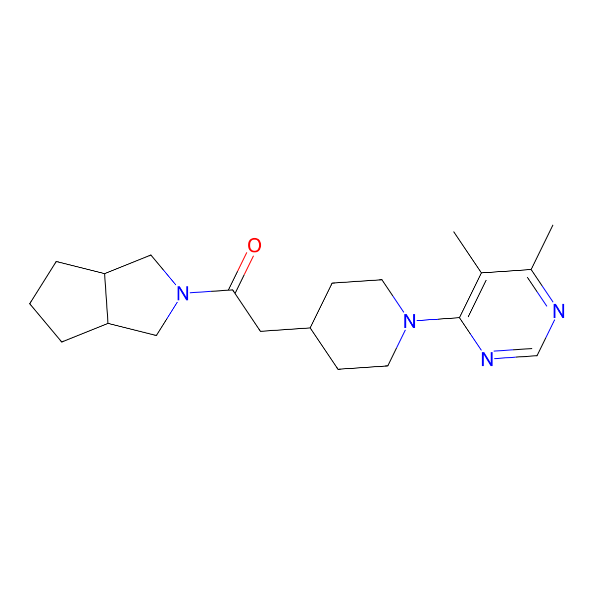 2-[1-(5,6-Dimethylpyrimidin-4-yl)piperidin-4-yl]-1-{octahydrocyclopenta[c]pyrrol-2-yl}ethan-1-one molecular structure, CAS 3054572-53-8