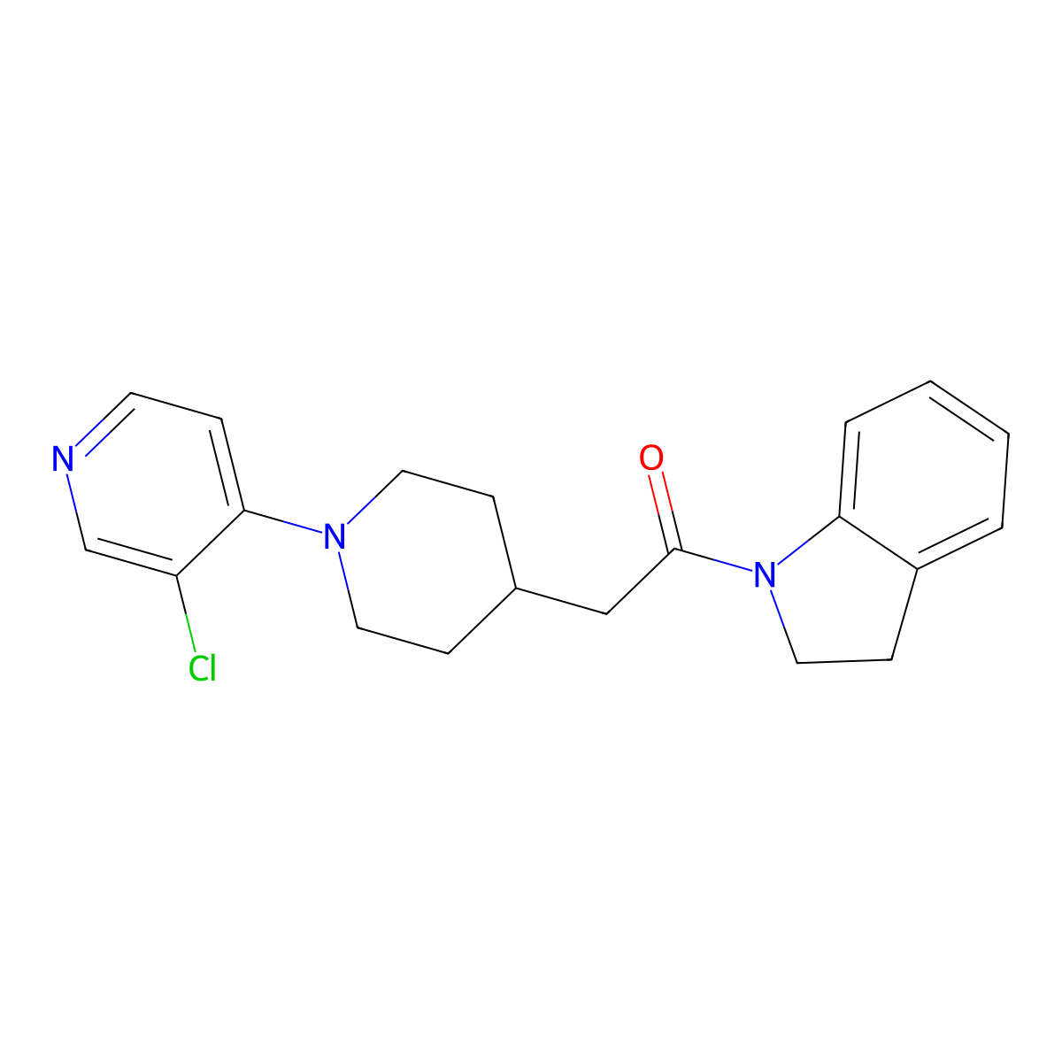 2-[1-(3-chloropyridin-4-yl)piperidin-4-yl]-1-(2,3-dihydro-1H-indol-1-yl)ethan-1-one molecular structure, CAS 3054572-60-7