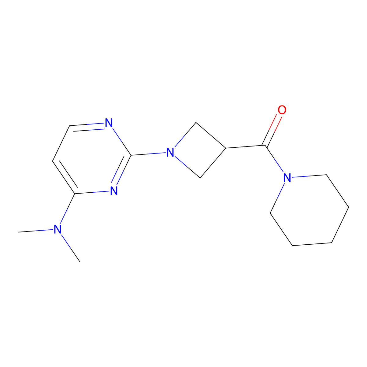 N,N-dimethyl-2-[3-(piperidine-1-carbonyl)azetidin-1-yl]pyrimidin-4-amine molecular structure, CAS 3054572-63-0