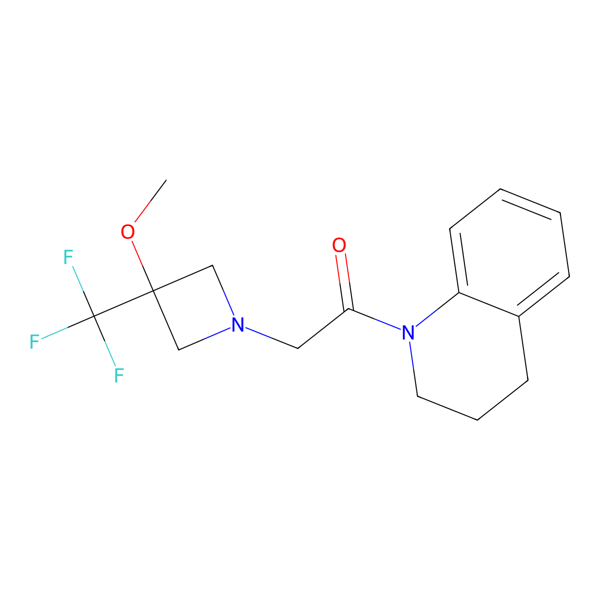 2-[3-Methoxy-3-(trifluoromethyl)azetidin-1-yl]-1-(1,2,3,4-tetrahydroquinolin-1-yl)ethan-1-one molecular structure, CAS 3054572-73-2
