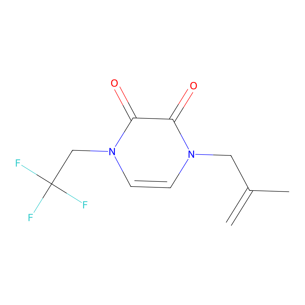 1-(2-Methylprop-2-en-1-yl)-4-(2,2,2-trifluoroethyl)-1,2,3,4-tetrahydropyrazine-2,3-dione molecular structure, CAS 3054572-78-7