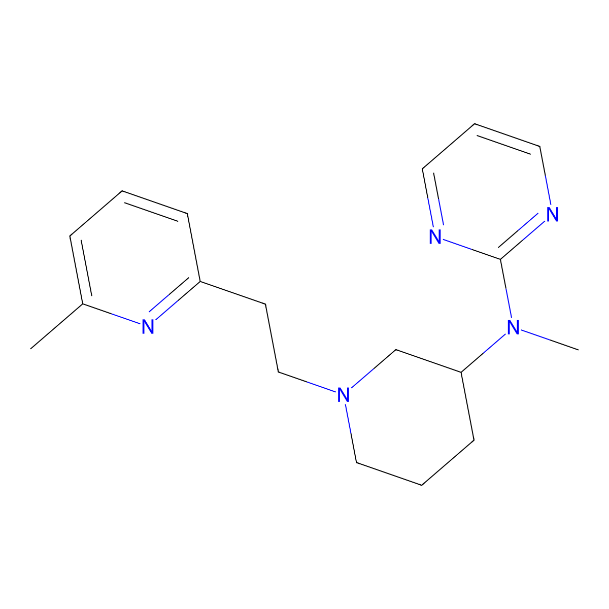 N-methyl-N-{1-[2-(6-methylpyridin-2-yl)ethyl]piperidin-3-yl}pyrimidin-2-amine molecular structure, CAS 3054572-84-5