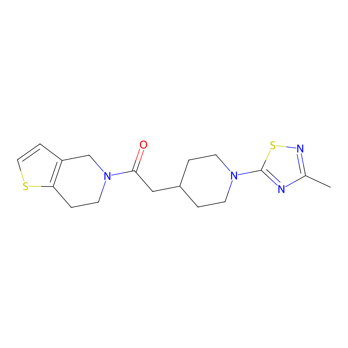 2-[1-(3-methyl-1,2,4-thiadiazol-5-yl)piperidin-4-yl]-1-{4H,5H,6H,7H-thieno[3,2-c]pyridin-5-yl}ethan-1-one molecular structure, CAS 3054572-89-0