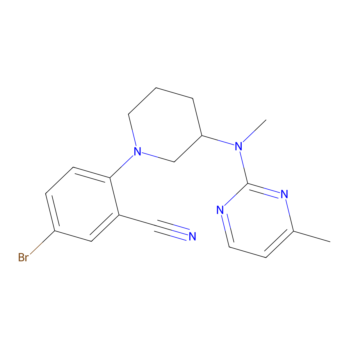 5-Bromo-2-{3-[methyl(4-methylpyrimidin-2-yl)amino]piperidin-1-yl}benzonitrile molecular structure, CAS 3054572-96-9