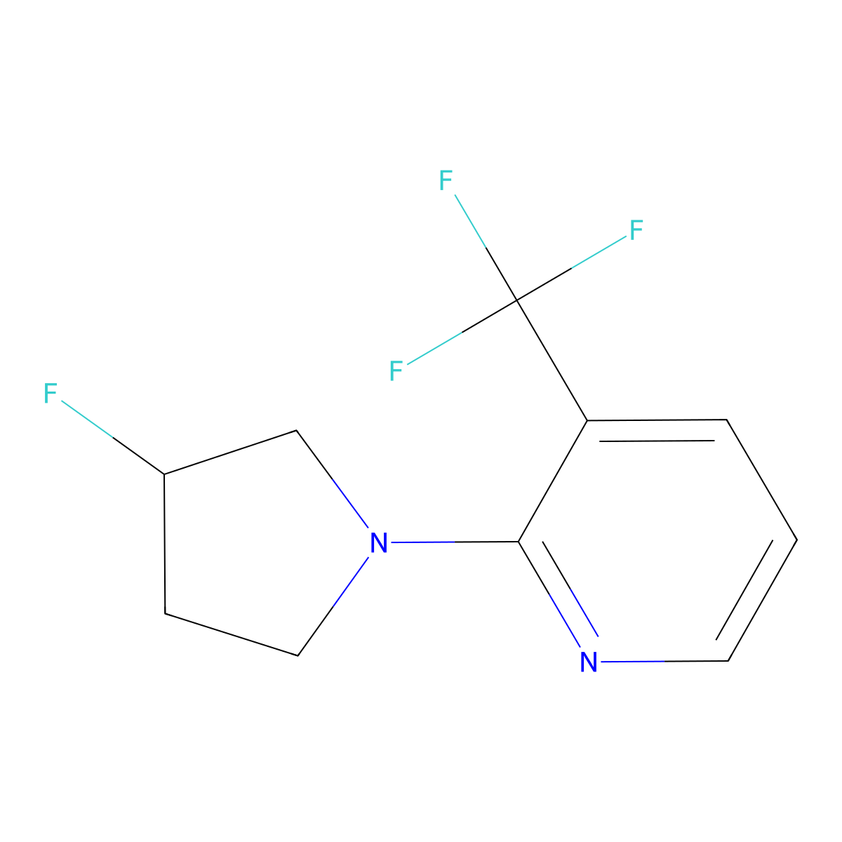 2-(3-Fluoropyrrolidin-1-yl)-3-(trifluoromethyl)pyridine molecular structure, CAS 3054573-04-2