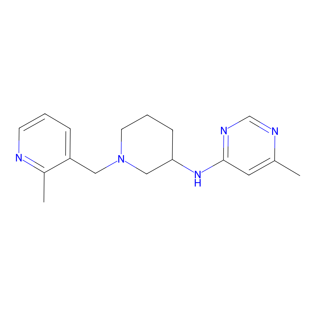 6-methyl-N-{1-[(2-methylpyridin-3-yl)methyl]piperidin-3-yl}pyrimidin-4-amine molecular structure, CAS 3054573-14-4
