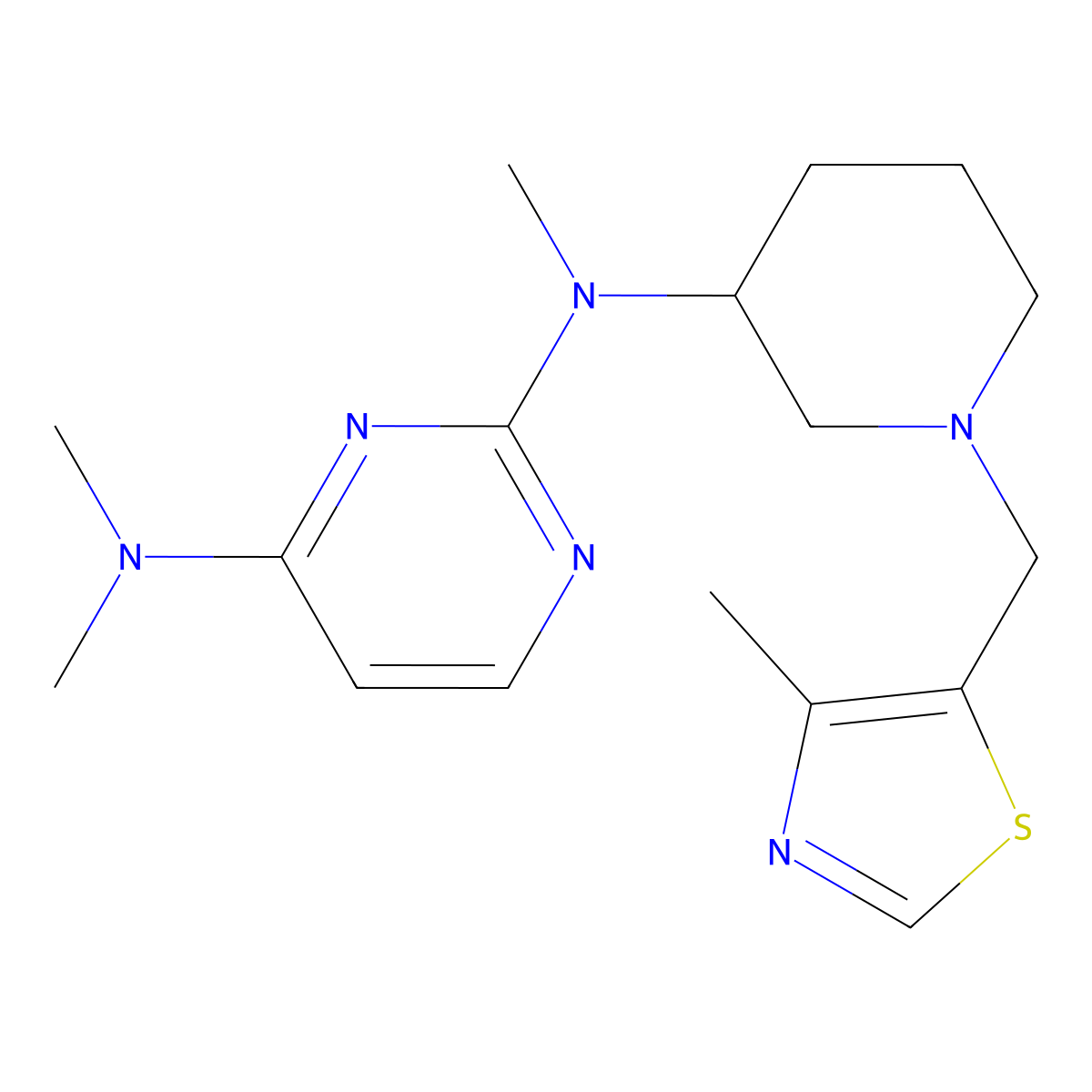N2,N4,N4-trimethyl-N2-{1-[(4-methyl-1,3-thiazol-5-yl)methyl]piperidin-3-yl}pyrimidine-2,4-diamine molecular structure, CAS 3054573-17-7