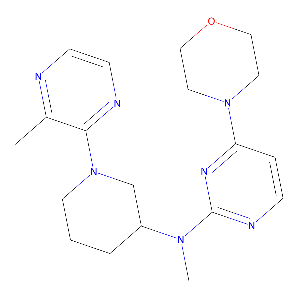 N-methyl-N-[1-(3-methylpyrazin-2-yl)piperidin-3-yl]-4-(morpholin-4-yl)pyrimidin-2-amine molecular structure, CAS 3054573-19-9
