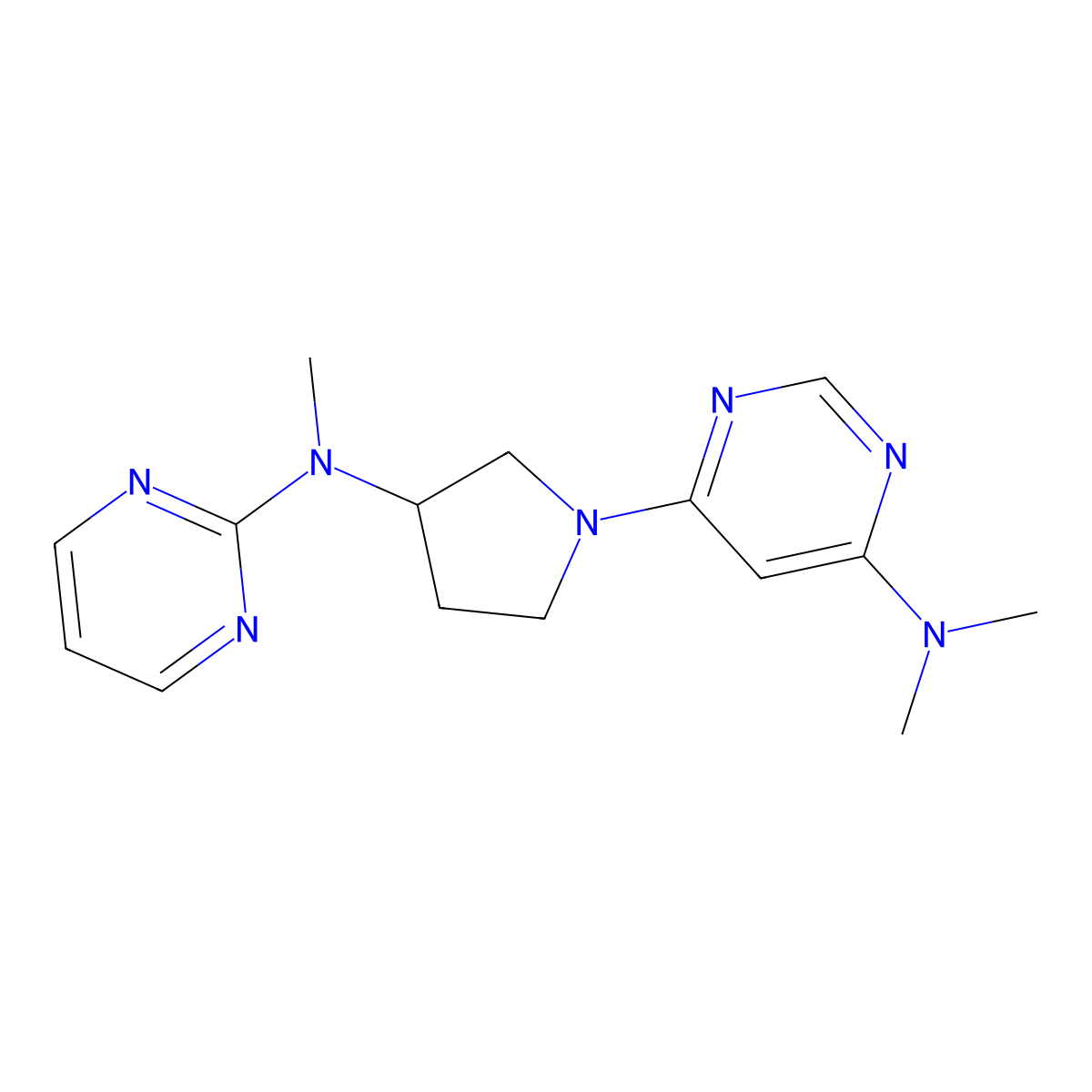 N,N-dimethyl-6-{3-[methyl(pyrimidin-2-yl)amino]pyrrolidin-1-yl}pyrimidin-4-amine molecular structure, CAS 3054573-22-4