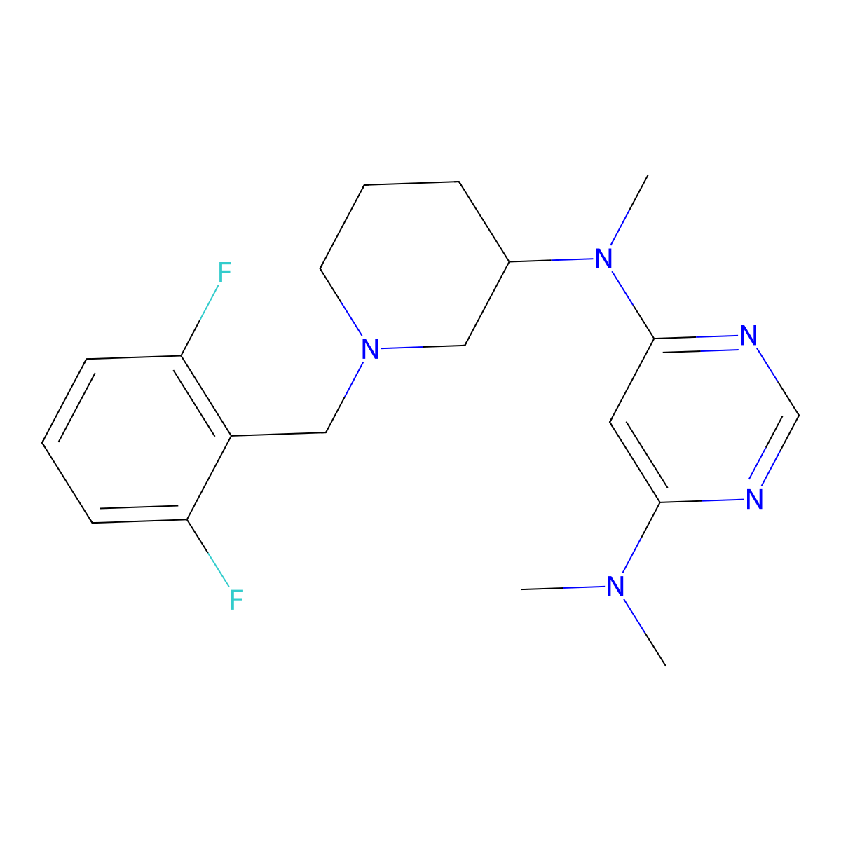 N4-{1-[(2,6-difluorophenyl)methyl]piperidin-3-yl}-N4,N6,N6-trimethylpyrimidine-4,6-diamine molecular structure, CAS 3054573-26-8