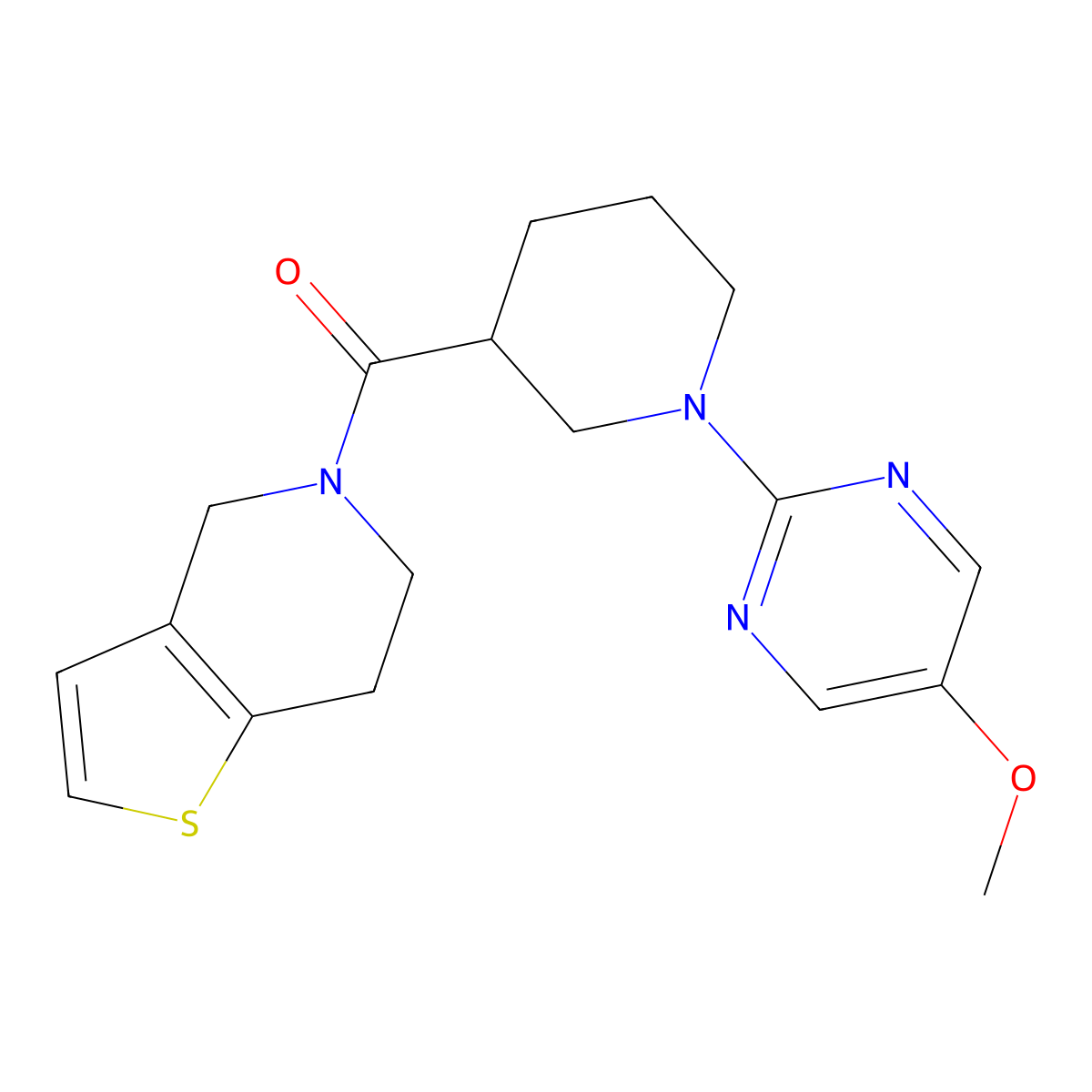 5-methoxy-2-(3-{4H,5H,6H,7H-thieno[3,2-c]pyridine-5-carbonyl}piperidin-1-yl)pyrimidine molecular structure, CAS 3054573-29-1