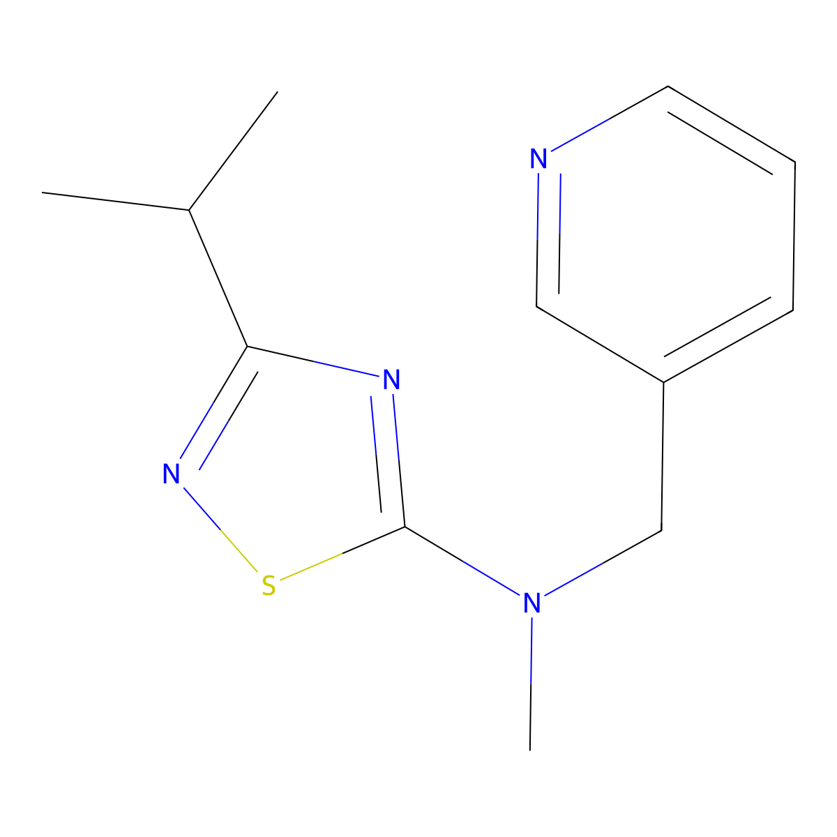 N-methyl-3-(propan-2-yl)-N-[(pyridin-3-yl)methyl]-1,2,4-thiadiazol-5-amine molecular structure, CAS 3054573-32-6