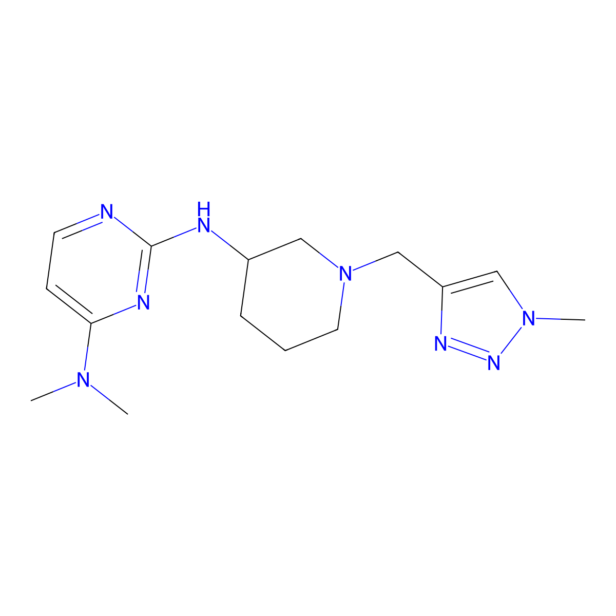 N4,N4-dimethyl-N2-{1-[(1-methyl-1H-1,2,3-triazol-4-yl)methyl]piperidin-3-yl}pyrimidine-2,4-diamine molecular structure, CAS 3054573-38-2