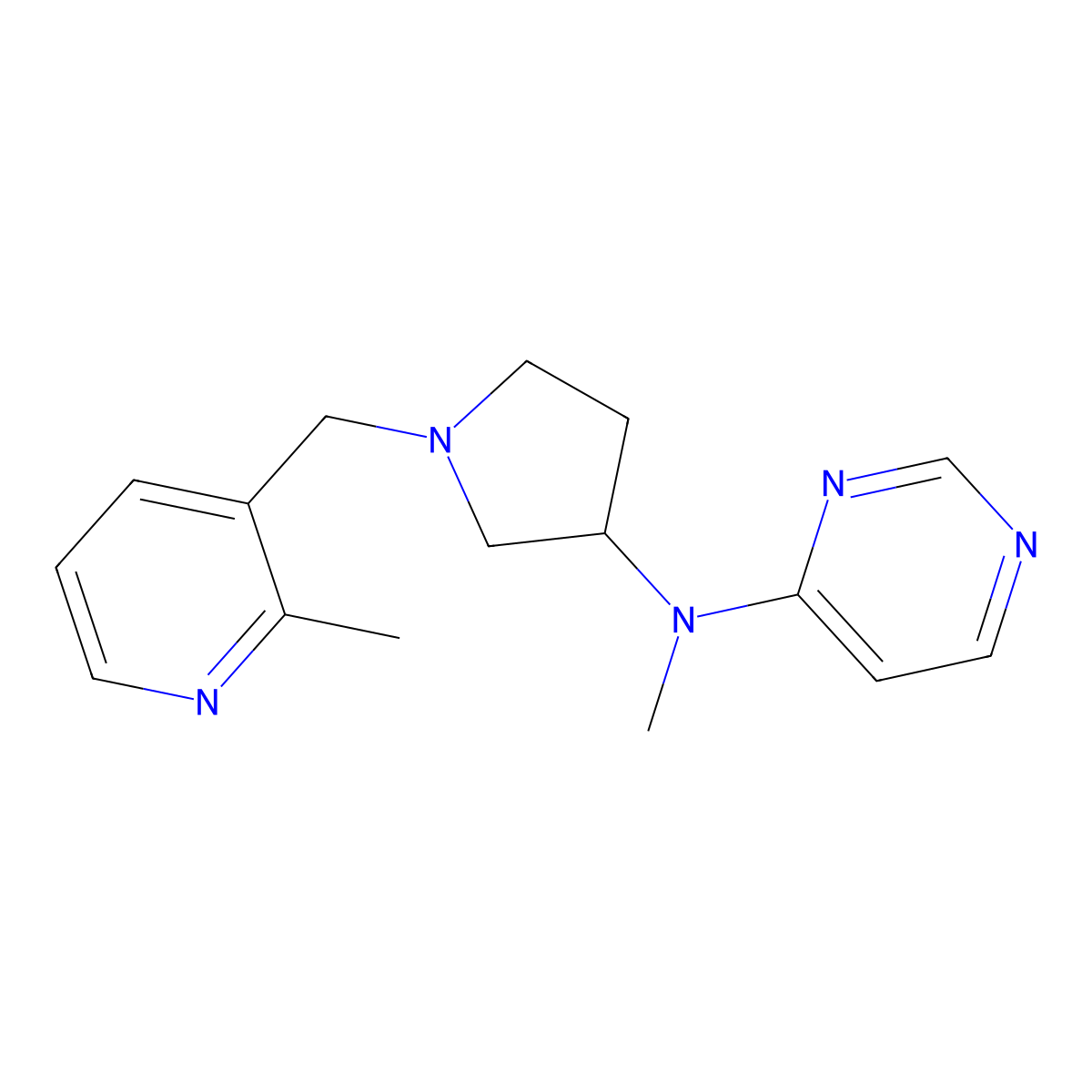 N-methyl-N-{1-[(2-methylpyridin-3-yl)methyl]pyrrolidin-3-yl}pyrimidin-4-amine molecular structure, CAS 3054573-40-6