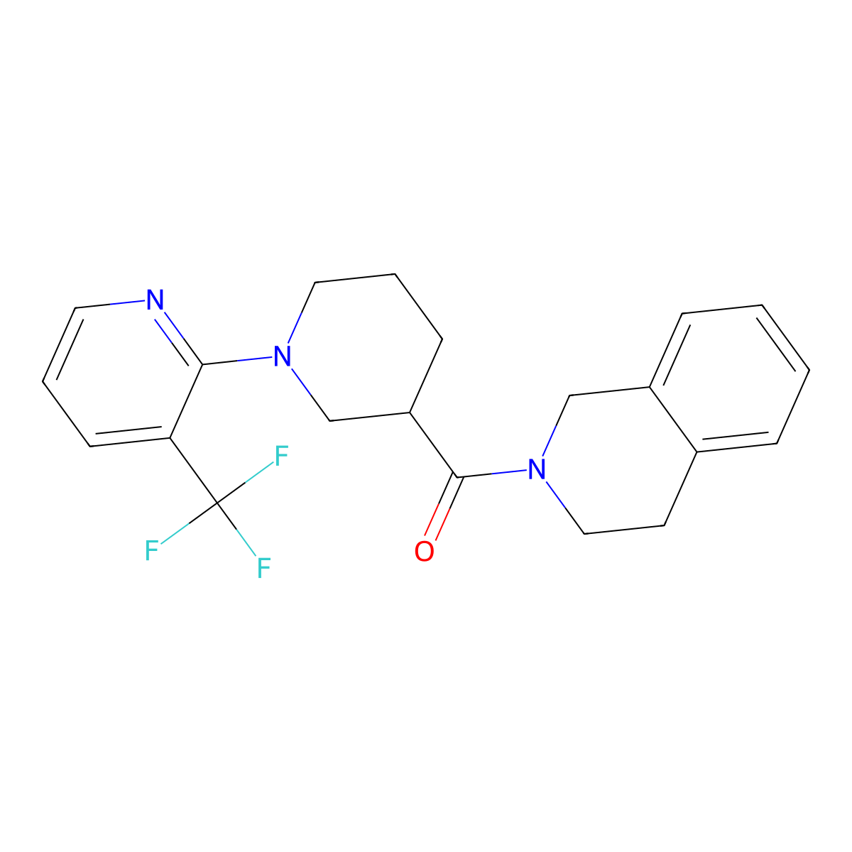 2-{1-[3-(Trifluoromethyl)pyridin-2-yl]piperidine-3-carbonyl}-1,2,3,4-tetrahydroisoquinoline molecular structure, CAS 3054573-45-1