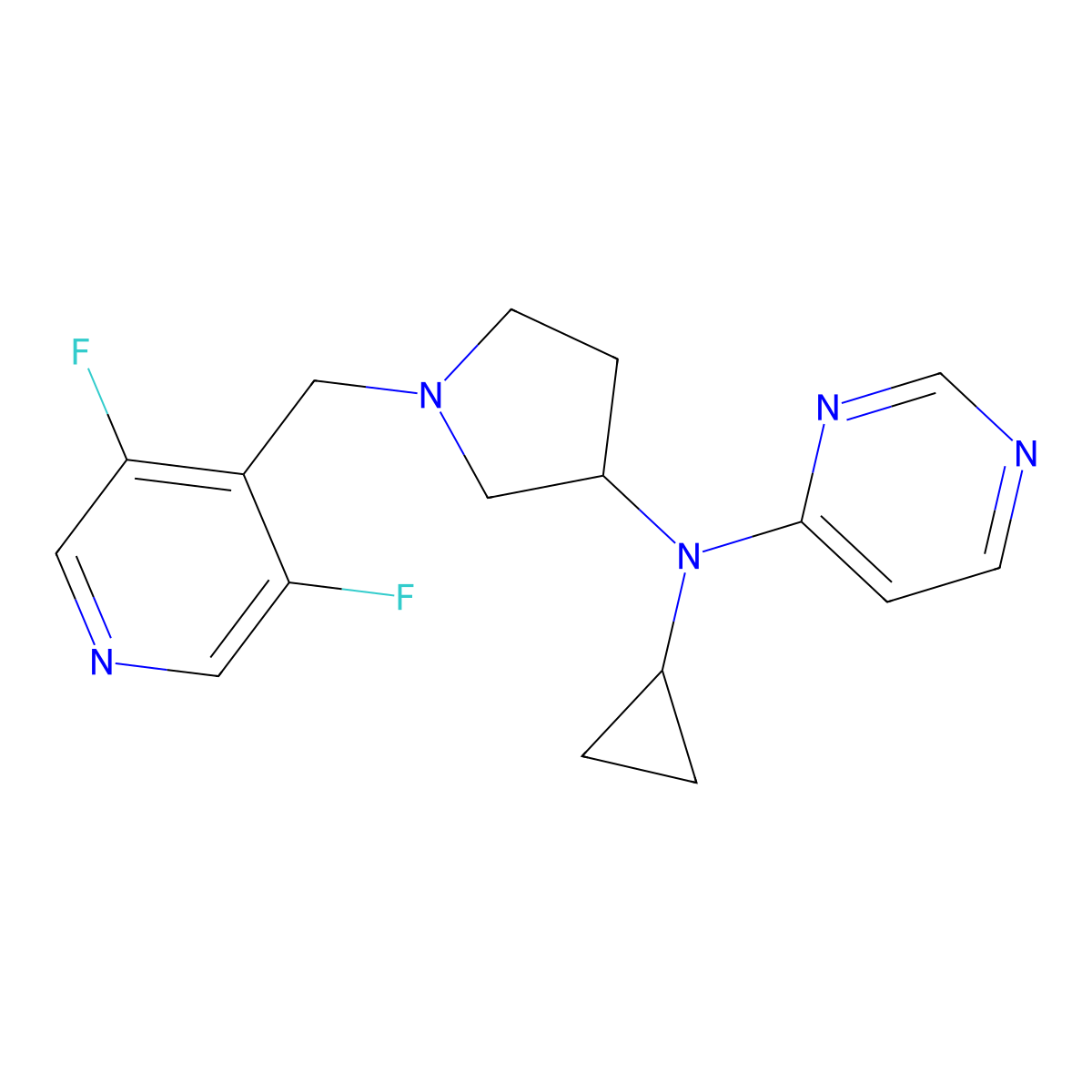 N-cyclopropyl-N-{1-[(3,5-difluoropyridin-4-yl)methyl]pyrrolidin-3-yl}pyrimidin-4-amine molecular structure, CAS 3054573-49-5