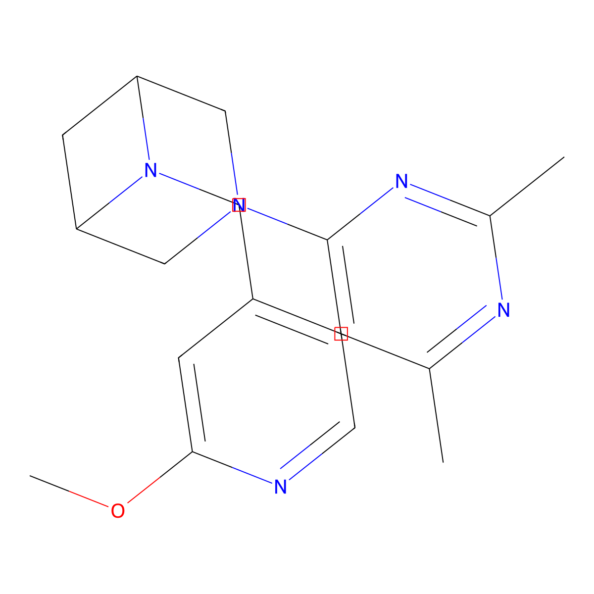 3-(2,6-Dimethylpyrimidin-4-yl)-6-[(2-methoxypyridin-4-yl)methyl]-3,6-diazabicyclo[3.1.1]heptane molecular structure, CAS 3054573-51-9