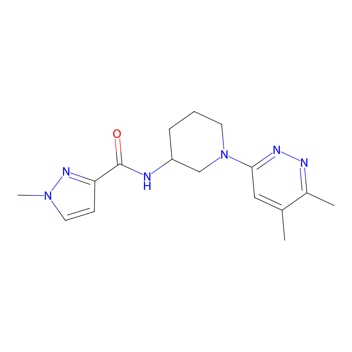 N-[1-(5,6-dimethylpyridazin-3-yl)piperidin-3-yl]-1-methyl-1H-pyrazole-3-carboxamide molecular structure, CAS 3054573-57-5