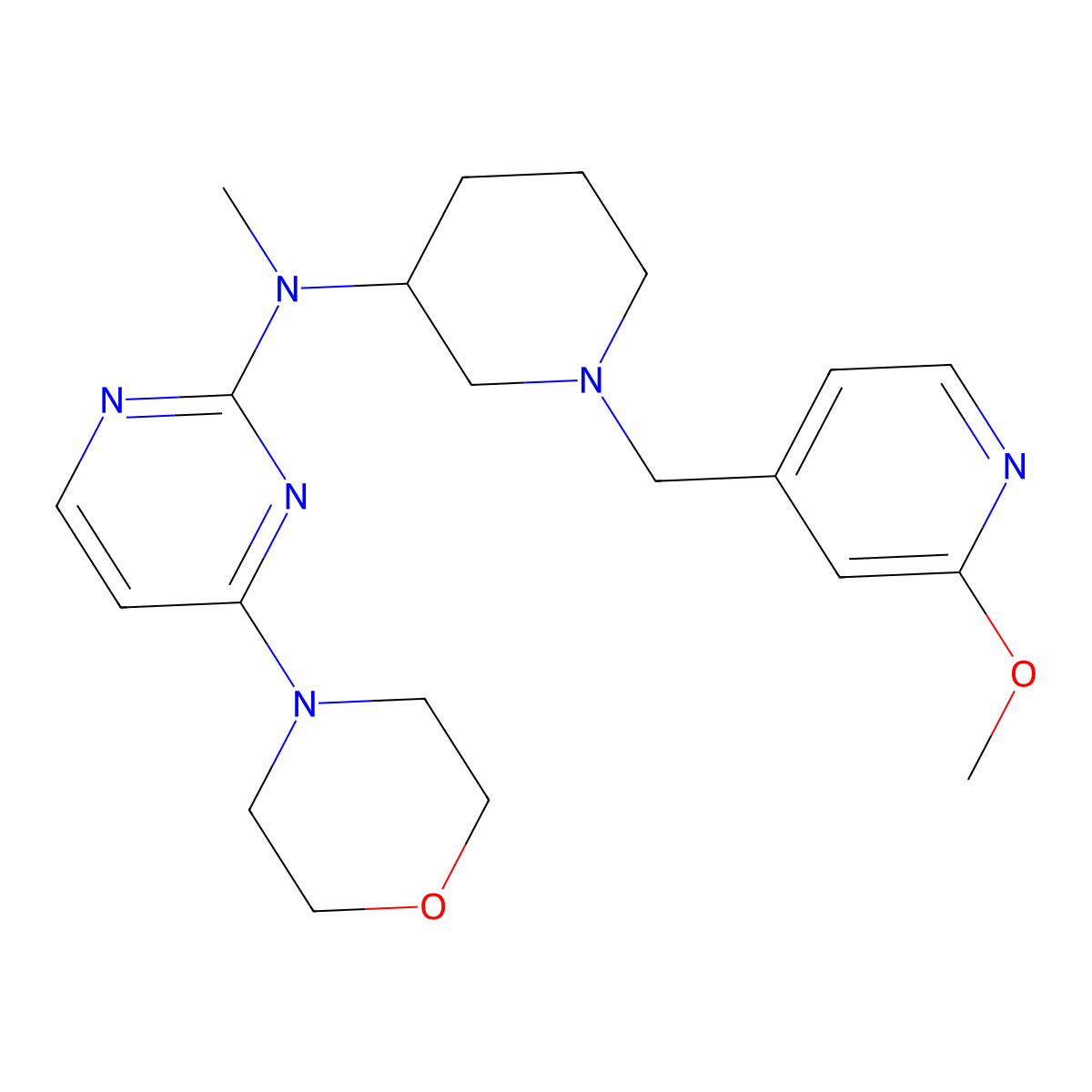 N-{1-[(2-methoxypyridin-4-yl)methyl]piperidin-3-yl}-N-methyl-4-(morpholin-4-yl)pyrimidin-2-amine molecular structure, CAS 3054573-58-6