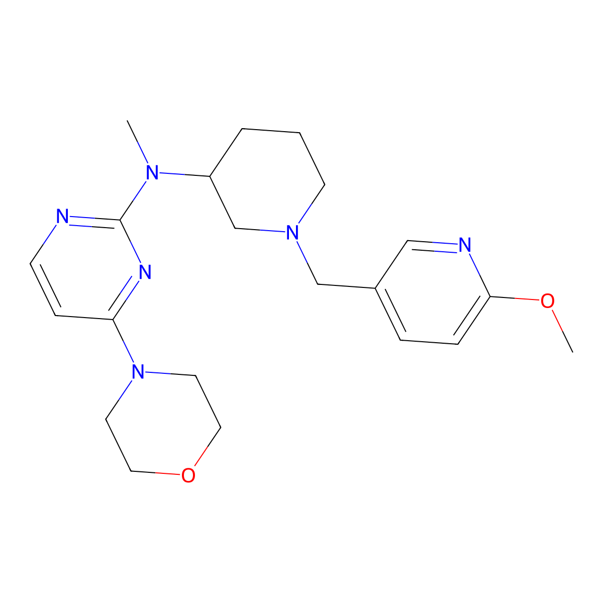 N-{1-[(6-methoxypyridin-3-yl)methyl]piperidin-3-yl}-N-methyl-4-(morpholin-4-yl)pyrimidin-2-amine molecular structure, CAS 3054573-64-4