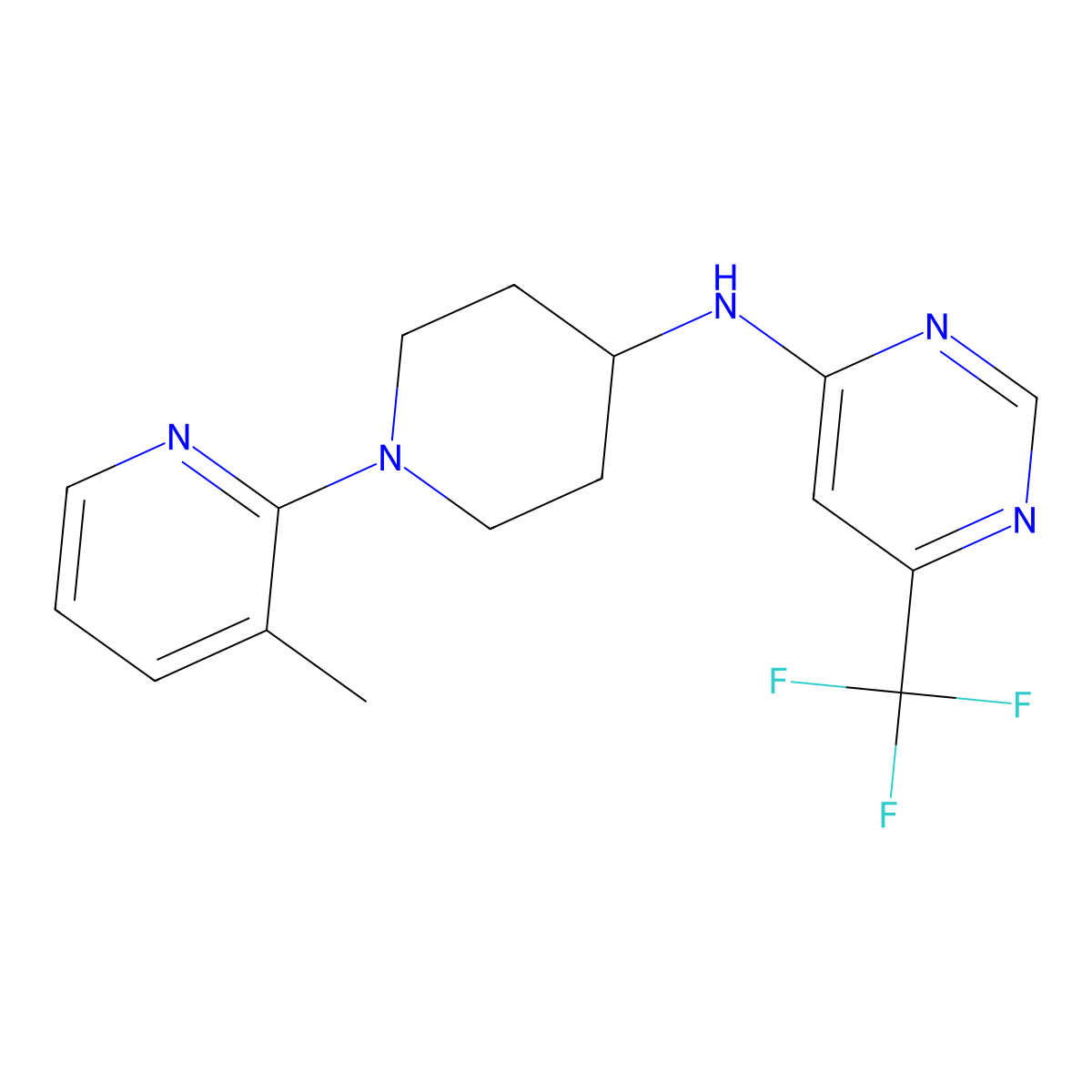 N-[1-(3-methylpyridin-2-yl)piperidin-4-yl]-6-(trifluoromethyl)pyrimidin-4-amine molecular structure, CAS 3054573-70-2