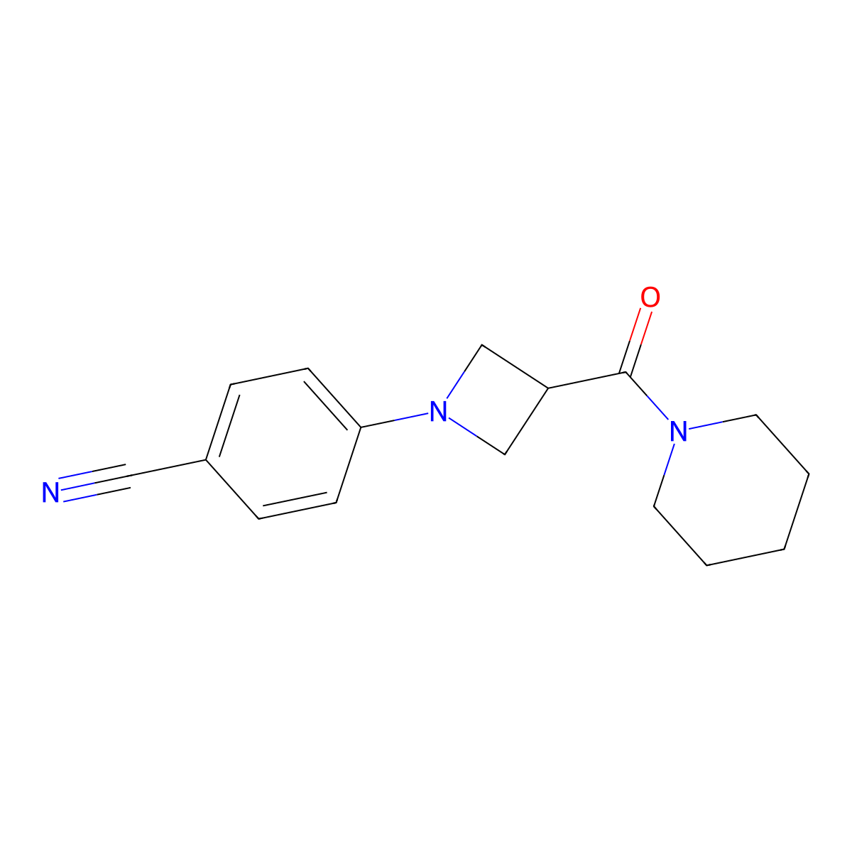 4-[3-(Piperidine-1-carbonyl)azetidin-1-yl]benzonitrile molecular structure, CAS 3054573-74-6
