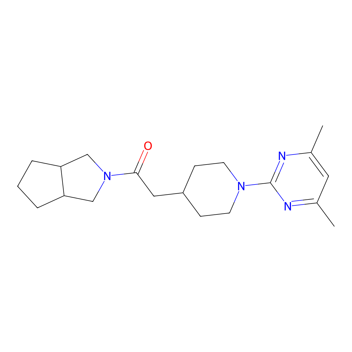 2-[1-(4,6-Dimethylpyrimidin-2-yl)piperidin-4-yl]-1-{octahydrocyclopenta[c]pyrrol-2-yl}ethan-1-one molecular structure, CAS 3054573-76-8
