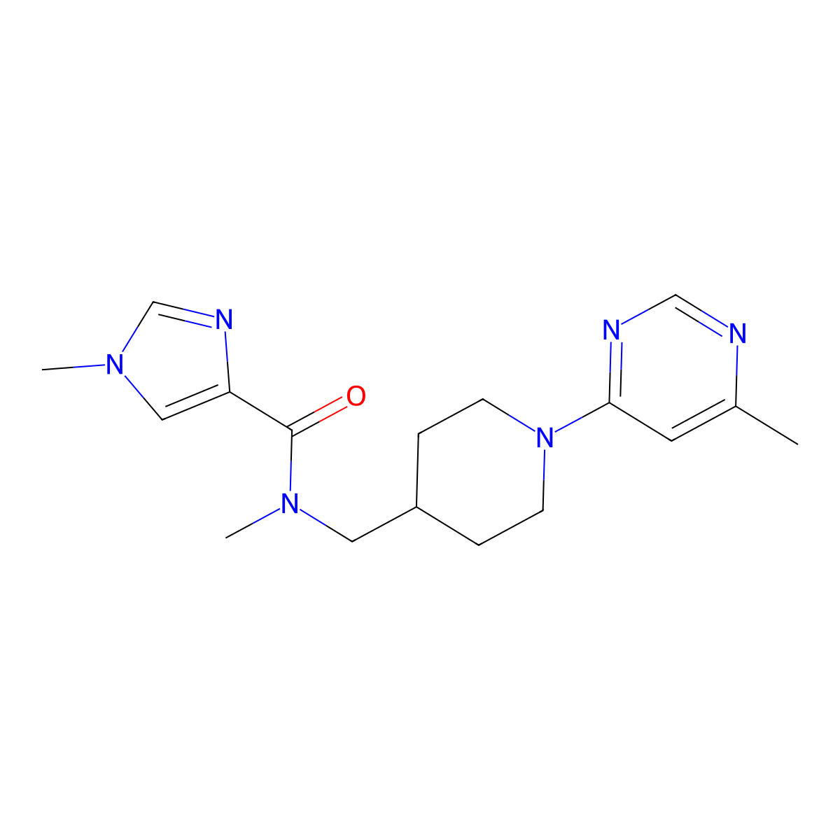 N,1-dimethyl-N-{[1-(6-methylpyrimidin-4-yl)piperidin-4-yl]methyl}-1H-imidazole-4-carboxamide molecular structure, CAS 3054573-79-1