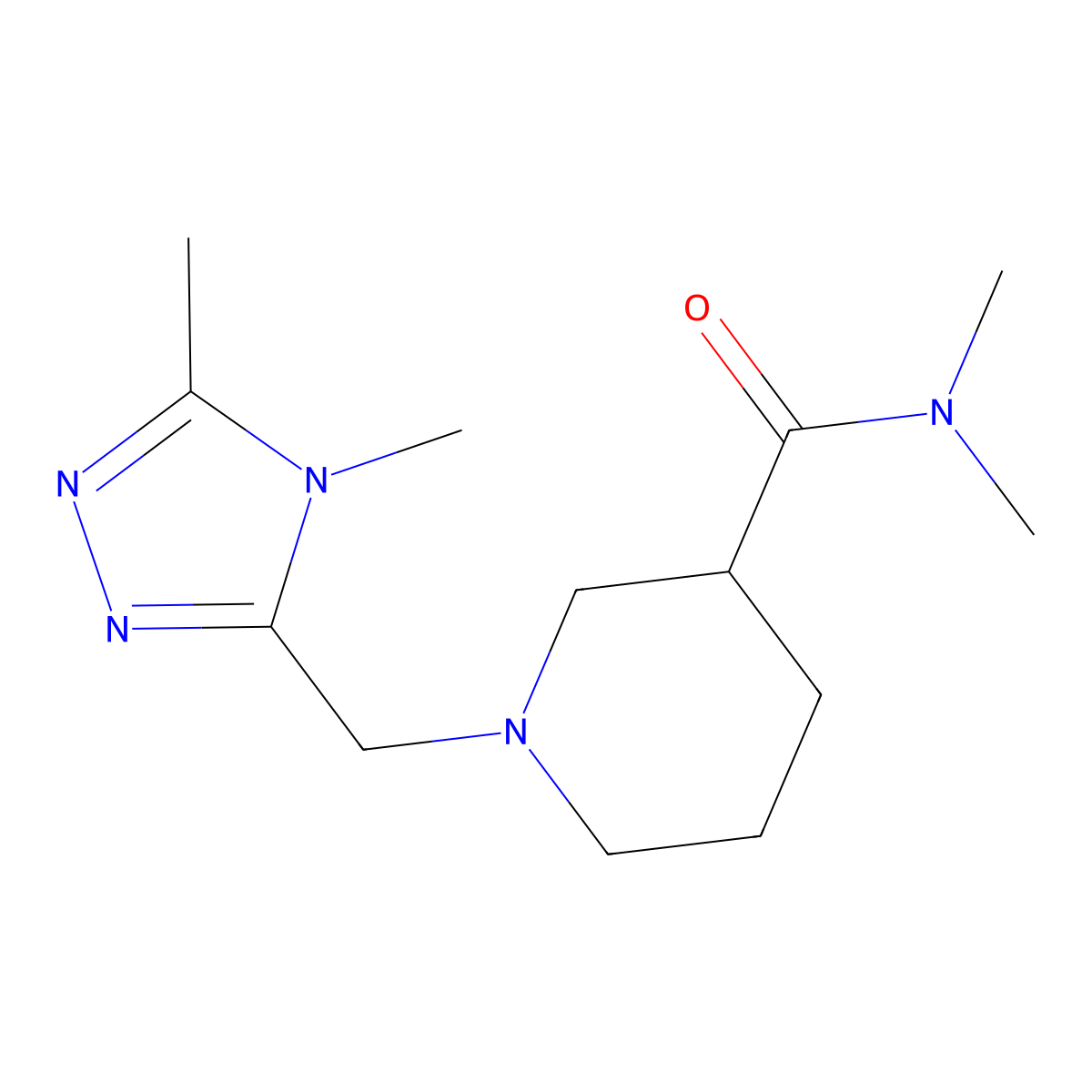 1-[(4,5-dimethyl-4H-1,2,4-triazol-3-yl)methyl]-N,N-dimethylpiperidine-3-carboxamide molecular structure, CAS 3054573-90-6