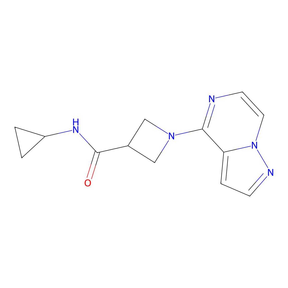 N-cyclopropyl-1-{pyrazolo[1,5-a]pyrazin-4-yl}azetidine-3-carboxamide molecular structure, CAS 3054573-95-1