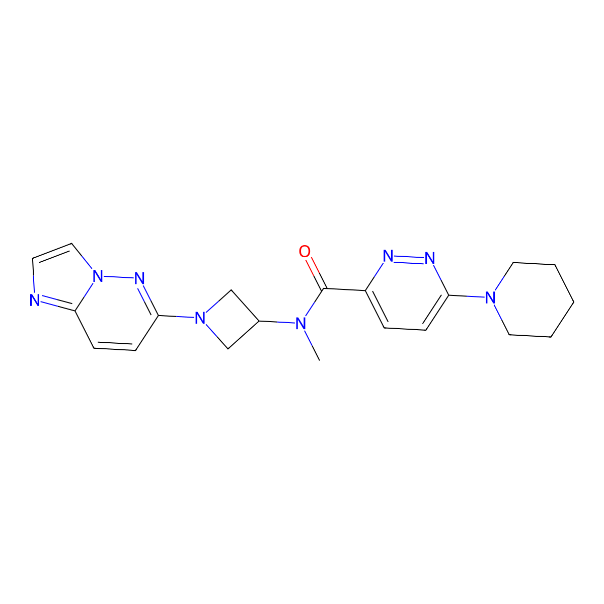 N-(1-{imidazo[1,2-b]pyridazin-6-yl}azetidin-3-yl)-N-methyl-6-(piperidin-1-yl)pyridazine-3-carboxamide molecular structure, CAS 3054574-05-6
