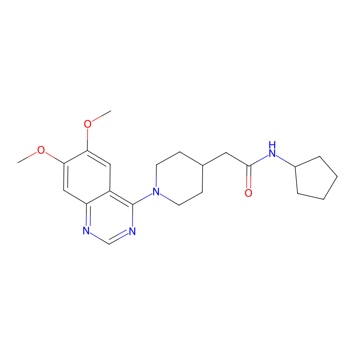 N-cyclopentyl-2-[1-(6,7-dimethoxyquinazolin-4-yl)piperidin-4-yl]acetamide molecular structure, CAS 3054574-06-7