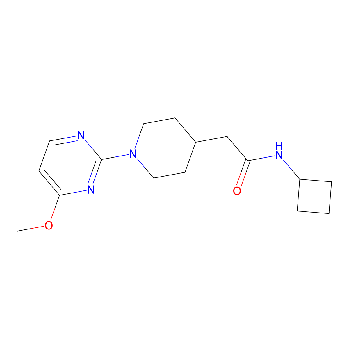 N-cyclobutyl-2-[1-(4-methoxypyrimidin-2-yl)piperidin-4-yl]acetamide molecular structure, CAS 3054574-07-8