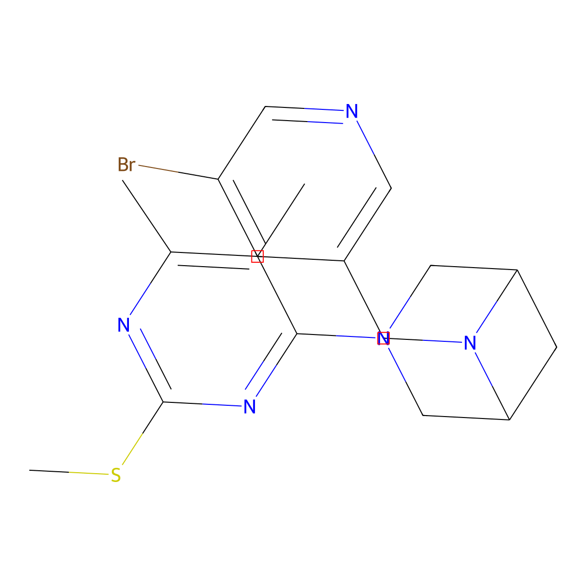 6-[(5-Bromopyridin-3-yl)methyl]-3-[5,6-dimethyl-2-(methylsulfanyl)pyrimidin-4-yl]-3,6-diazabicyclo[3.1.1]heptane molecular structure, CAS 3054574-08-9