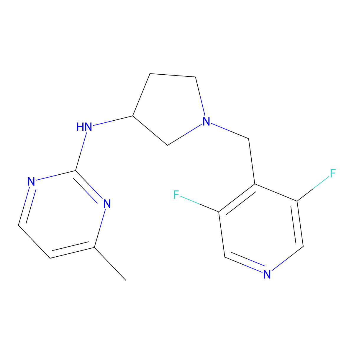 N-{1-[(3,5-difluoropyridin-4-yl)methyl]pyrrolidin-3-yl}-4-methylpyrimidin-2-amine molecular structure, CAS 3054574-10-3