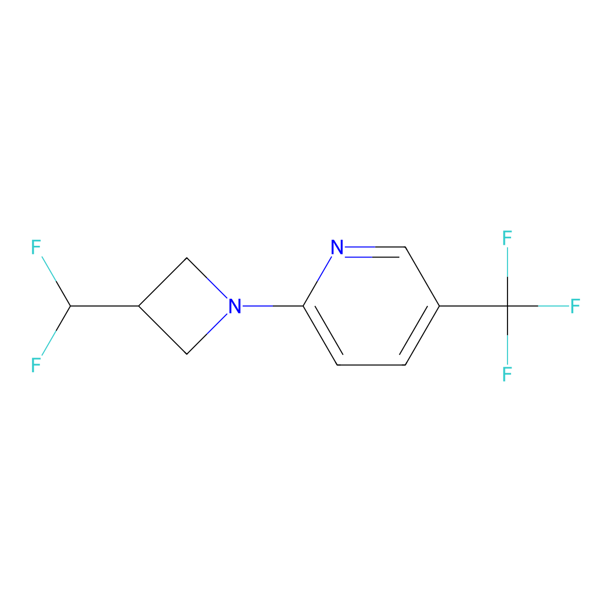 2-[3-(difluoromethyl)azetidin-1-yl]-5-(trifluorometZ)pyridine molecular structure, CAS 3054574-15-8