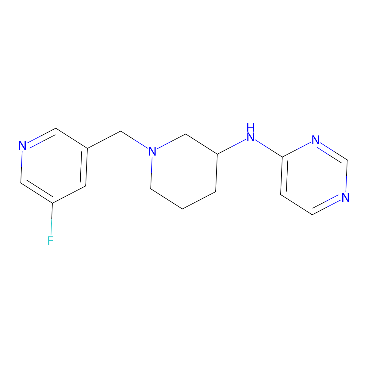 N-[1-[(5-fluoro-3-pyridinyl)methyl]piperidin-3-yl]pyrimidin-4-amine molecular structure, CAS 3054574-20-5