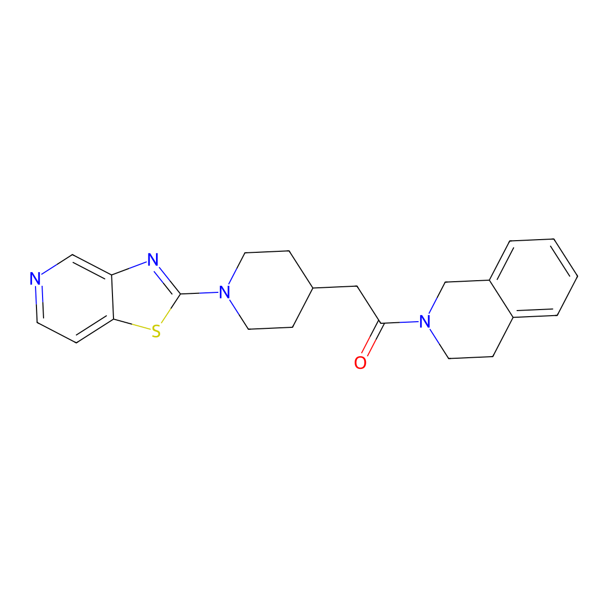 1-(1,2,3,4-Tetrahydroisoquinolin-2-yl)-2-(1-{[1,3]thiazolo[4,5-c]pyridin-2-yl}piperidin-4-yl)ethan-1-one molecular structure, CAS 3054574-25-0