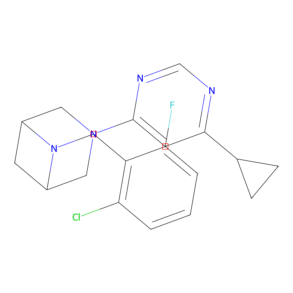 6-[(2-Chloro-6-fluorophenyl)methyl]-3-(6-cyclopropylpyrimidin-4-yl)-3,6-diazabicyclo[3.1.1]heptane molecular structure, CAS 3054574-28-3