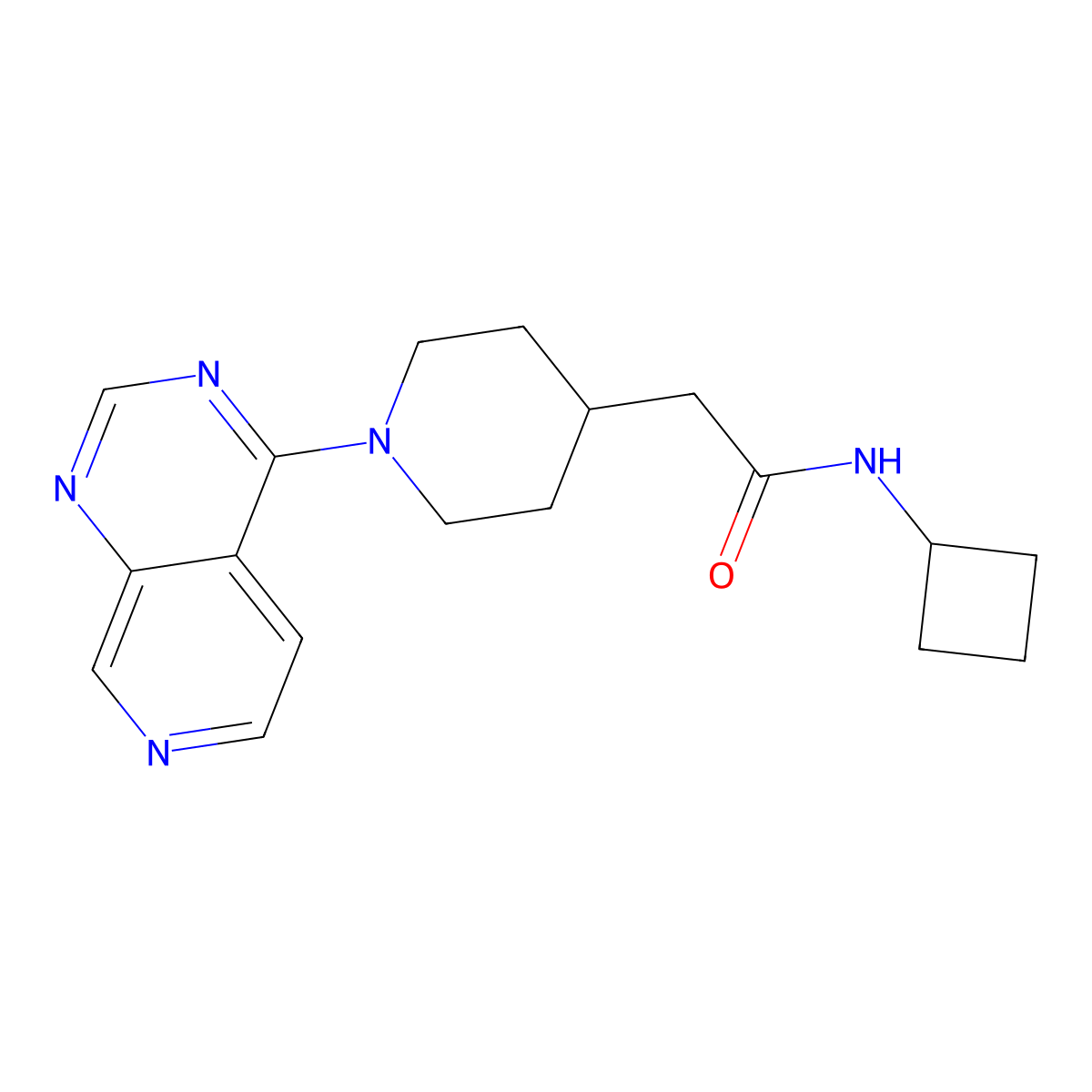 N-cyclobutyl-2-(1-{pyrido[3,4-d]pyrimidin-4-yl}piperidin-4-yl)acetamide molecular structure, CAS 3054574-31-8